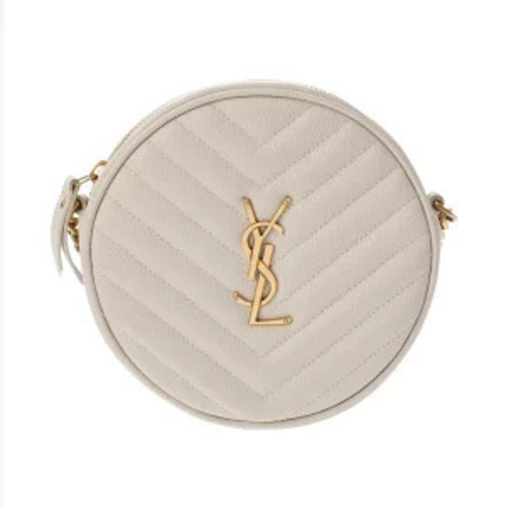 Saint Laurent White Grained Poudre Leather Shoulder Bag